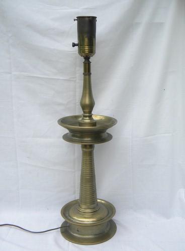 photo of solid cast brass vintage table or banquet lamp 30 inch tall and very heavy #1