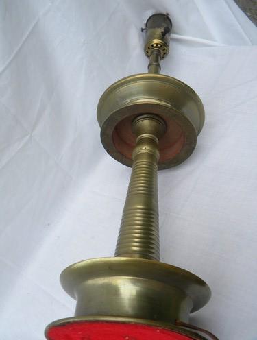 photo of solid cast brass vintage table or banquet lamp 30 inch tall and very heavy #4