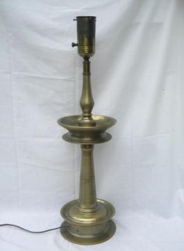 catalog photo of solid cast brass vintage table or banquet lamp 30 inch tall and very heavy