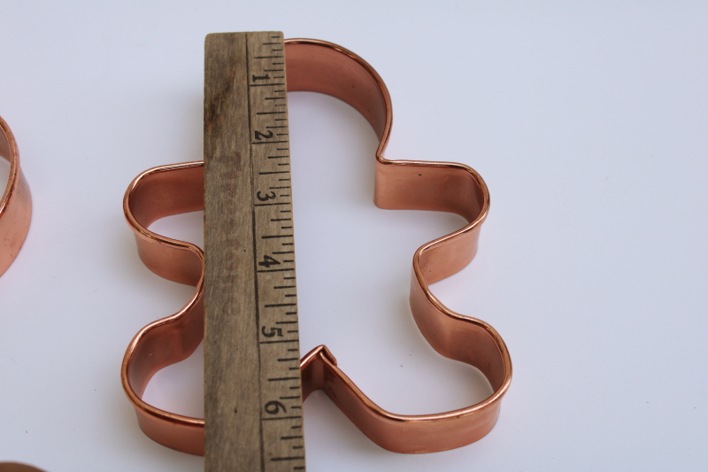 photo of solid copper cookie cutters, large star, heart, gingerbread boy for traditional Christmas baking cookies #3