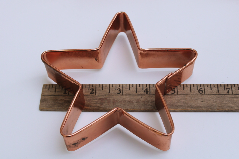 photo of solid copper cookie cutters, large star, heart, gingerbread boy for traditional Christmas baking cookies #4