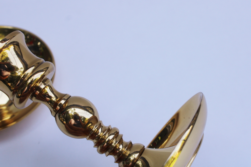 photo of solid polished brass candle holders, pair of vintage candlesticks traditional colonial style  #5