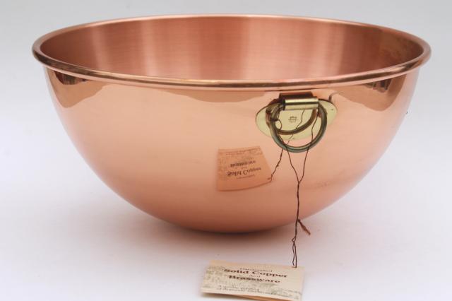 photo of solid polished copper bowl, round bottom chef's bowl for whipping egg whites #1