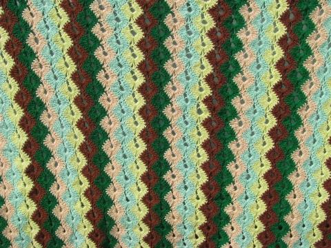 photo of southwest colors vintage handmade crochet afghan, soft acrylic #3