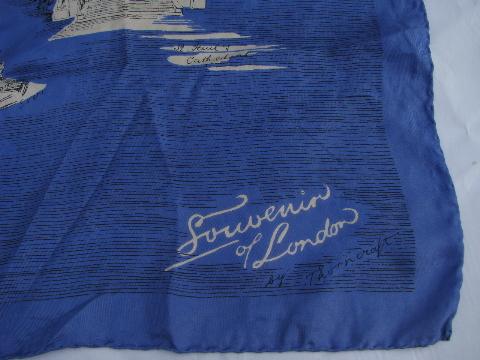 photo of souvenir of London scenes print silk scarf square, vintage Thorncraft #2