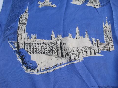 photo of souvenir of London scenes print silk scarf square, vintage Thorncraft #4