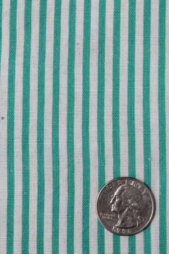 photo of spearmint striped print cotton feed sack, authentic vintage fabric for quilting etc. #1