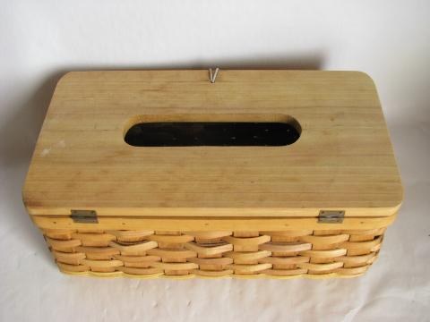 photo of splint basket w/ wood cover for tissue box, country style #3