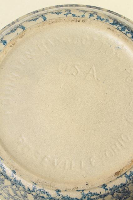 photo of spongeware stoneware pie pan, blue sponge ware plate Robinson Ransbottom pottery #5