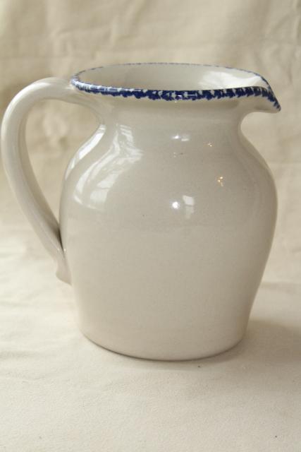 photo of spongeware stoneware pottery pitcher hummingbird heart floral, Home & Garden Party 90s vintage #4