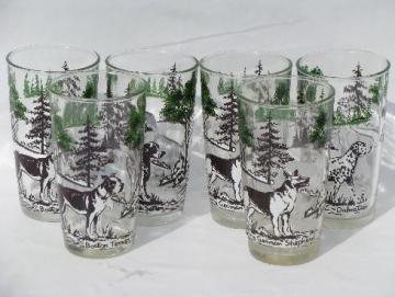 catalog photo of sporting dogs vintage dog breeds drinking glasses, 50s swanky swigs