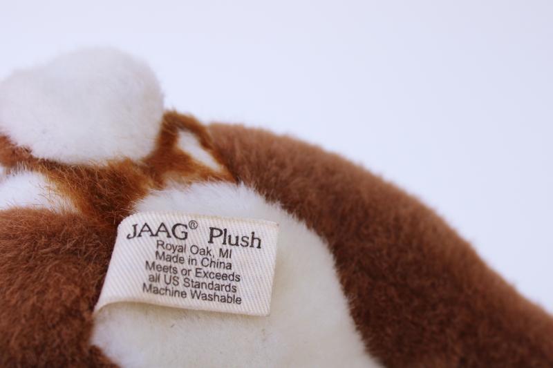 photo of spotted fawn baby deer wildlife stuffed toy animal, Jaag plush label #3