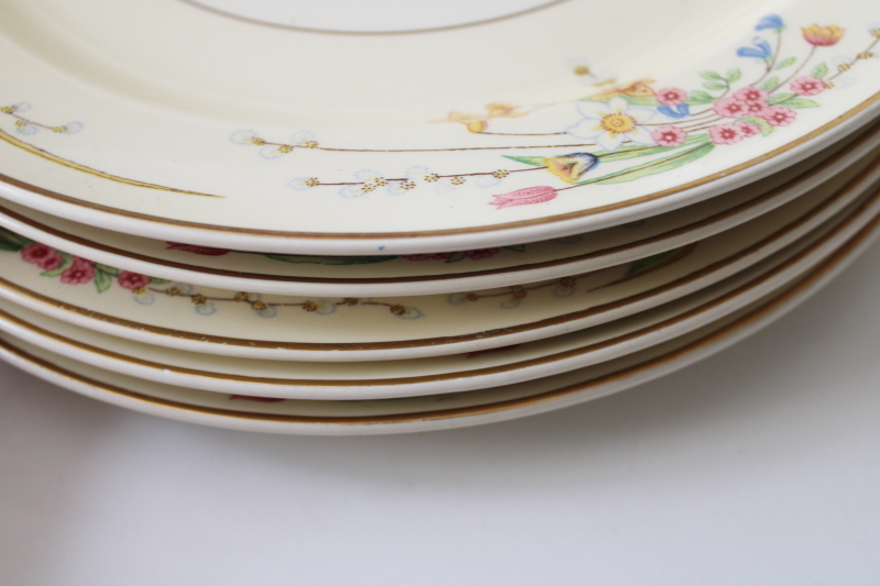 photo of spring flowers vintage Taylor Smith TST china plates, jonquils daffs pussy willow buds #7