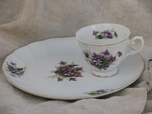 photo of spring violets china vintage snack sets, tea cups and luncheon plates #2