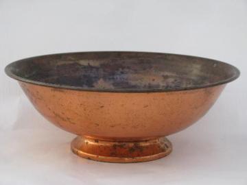 catalog photo of spun copperware bowl, 1950s mid-century vintage solid copper