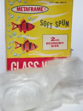catalog photo of spun glass wool angel hair, pristine snow white, new old stock in box