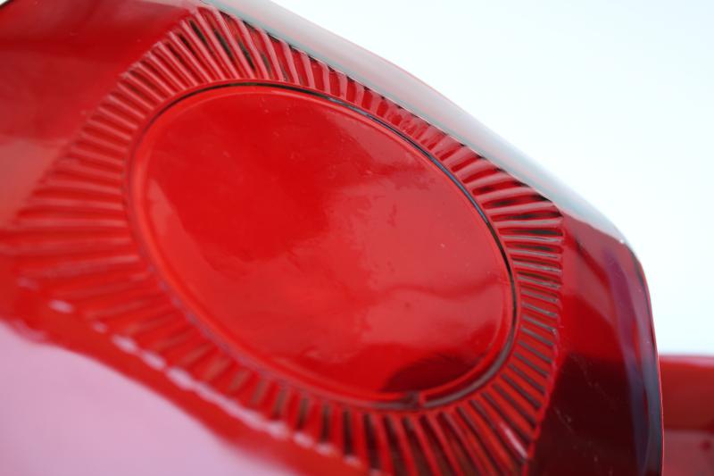 photo of square Charm shape salad plates, vintage royal ruby red Anchor Hocking glassware #3