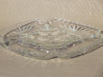 catalog photo of square glass deviled egg plate, vintage Anchor Hocking glass serving tray