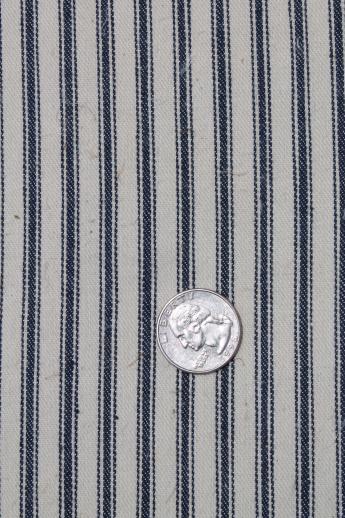 photo of square pillow w/ old blue striped ticking, 1940s or 50s vintage feather pillow #3