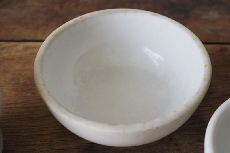 photo of stack of chunky plain white ironstone china bowls, vintage Shenango china  #4