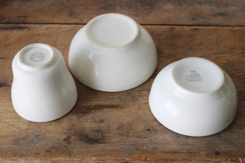 photo of stack of chunky plain white ironstone china bowls, vintage Shenango china  #5