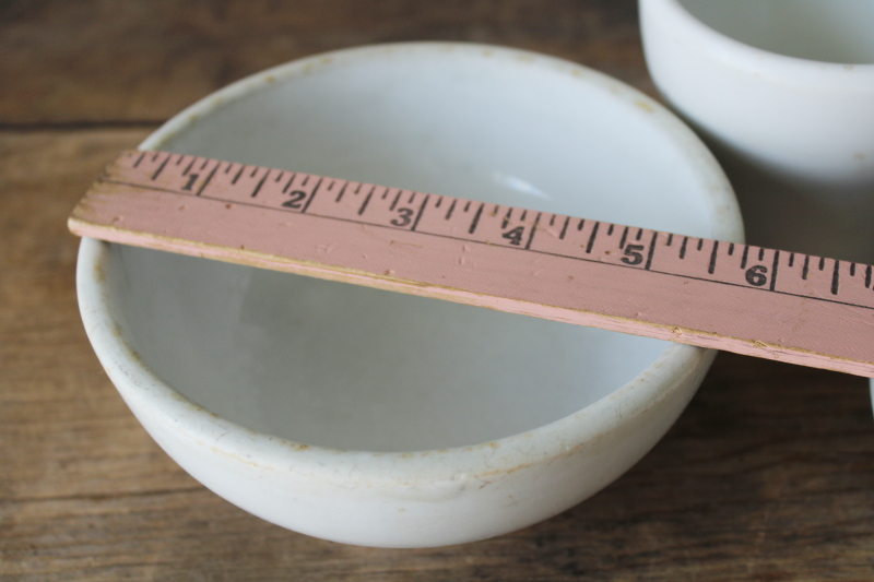 photo of stack of chunky plain white ironstone china bowls, vintage Shenango china  #9