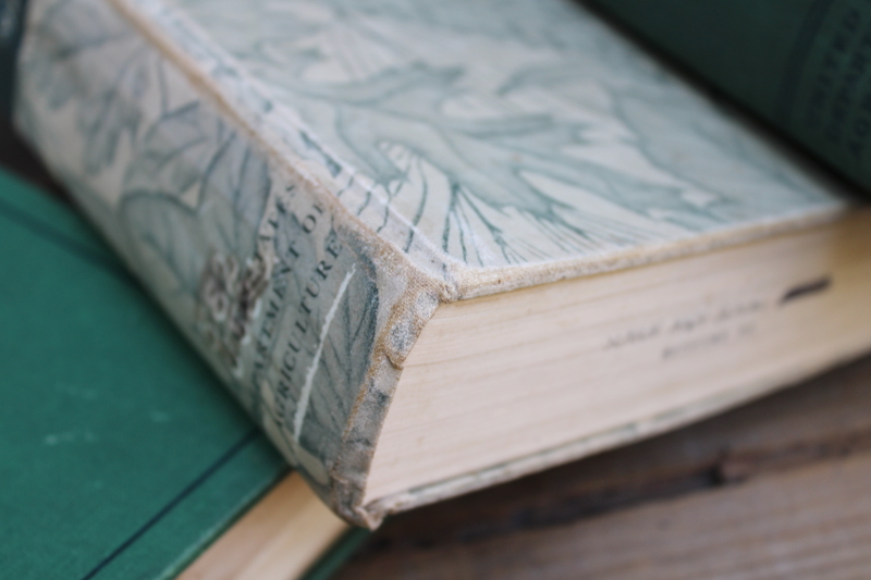 photo of stack of old green books, vintage USDA farm yearbooks Trees print 1949 1934 1928  #3
