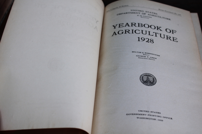 photo of stack of old green books, vintage USDA farm yearbooks Trees print 1949 1934 1928  #7
