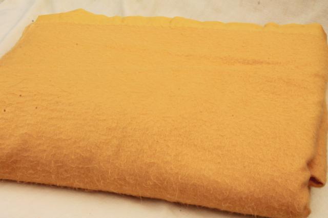 photo of stack of soft vintage acrylic bed blankets, 60s 70s retro harvest gold & lime green #9