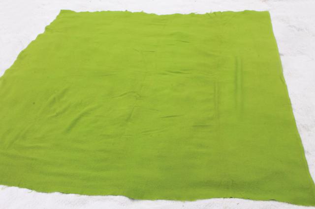 photo of stack of soft vintage acrylic bed blankets, 60s 70s retro harvest gold & lime green #12