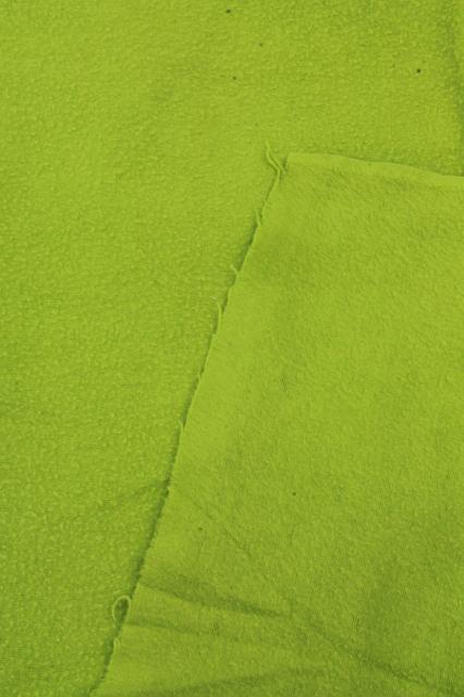 photo of stack of soft vintage acrylic bed blankets, 60s 70s retro harvest gold & lime green #13