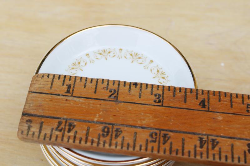 photo of stack of vintage butter pat plates or coasters, Sheffield Imperial Gold china #5