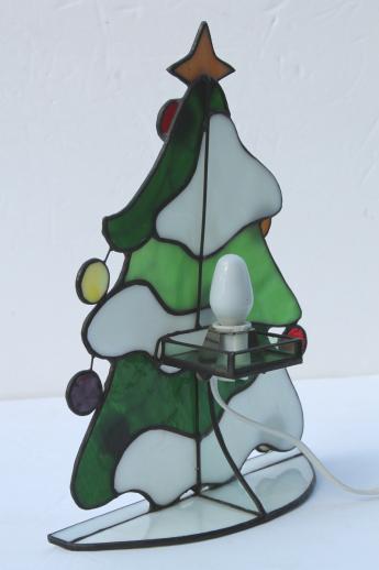 photo of stained glass Christmas tree light, electric candle lamp light-up decoration #3