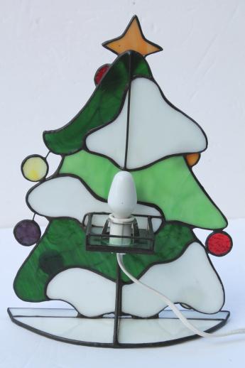 photo of stained glass Christmas tree light, electric candle lamp light-up decoration #4