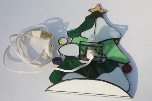 photo of stained glass Christmas tree light, electric candle lamp light-up decoration #5