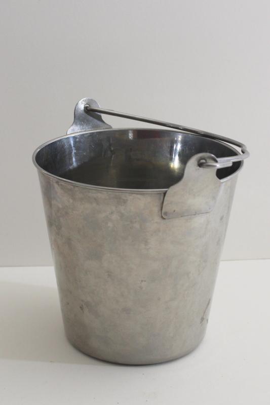 photo of stainless steel goat milking bucket, small pail w/ handle, food grade dairy equipment #1