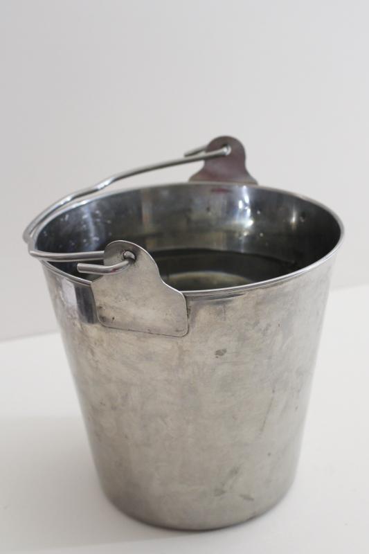 photo of stainless steel goat milking bucket, small pail w/ handle, food grade dairy equipment #8