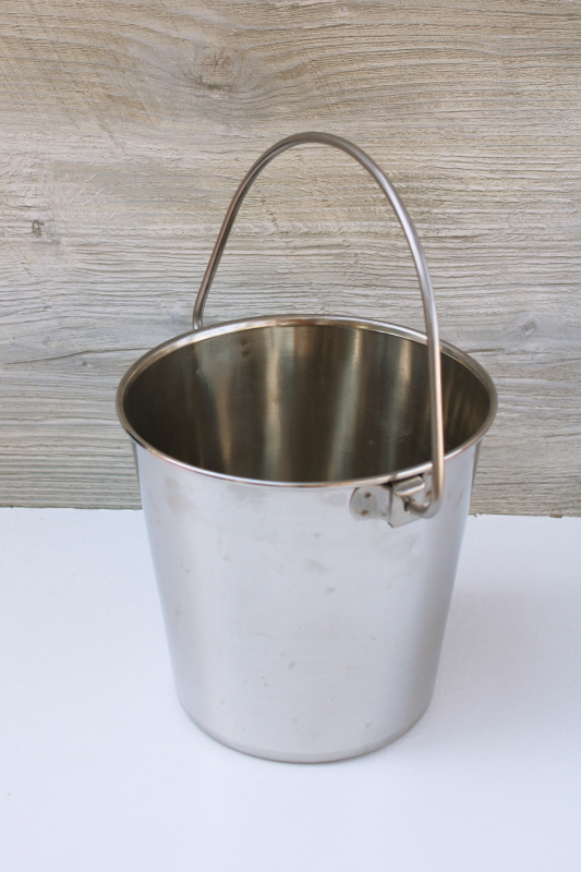 photo of stainless steel goat milking bucket, small pail w/ handle, food grade dairy equipment #1