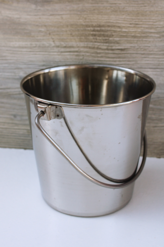 photo of stainless steel goat milking bucket, small pail w/ handle, food grade dairy equipment #4