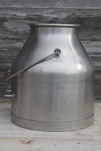 photo of stainless steel milking machine bucket, 5 gallon pail vintage DeLaval milker kettle #3