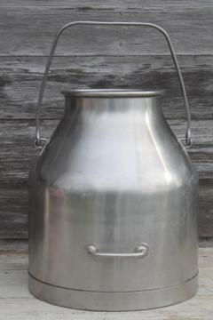 catalog photo of stainless steel milking machine bucket, 5 gallon pail vintage DeLaval milker kettle