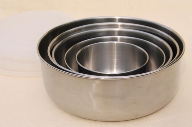 photo of stainless steel nesting bowl set w/ snap tight plastic lids, nice fridge dishes or potluck bowls #4