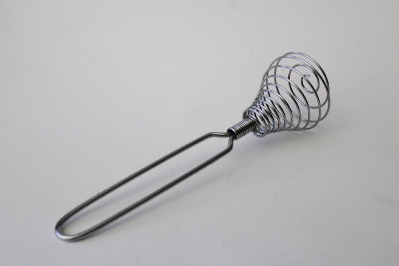 photo of stainless steel spring whisk, old fashioned egg beater, vintage kitchen tool #1