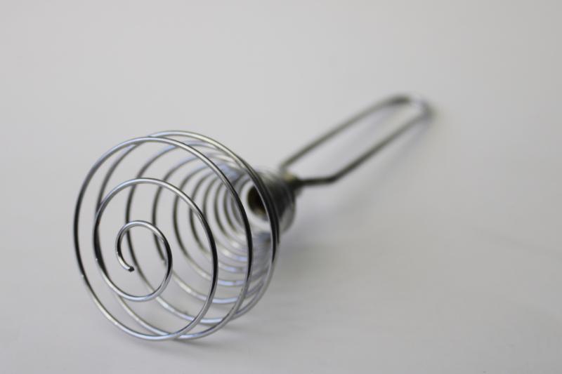 photo of stainless steel spring whisk, old fashioned egg beater, vintage kitchen tool #2