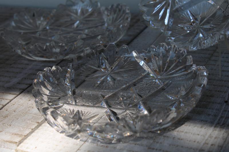 photo of star and fan American brilliant vintage cut crystal fruit bowls or berry dishes #2