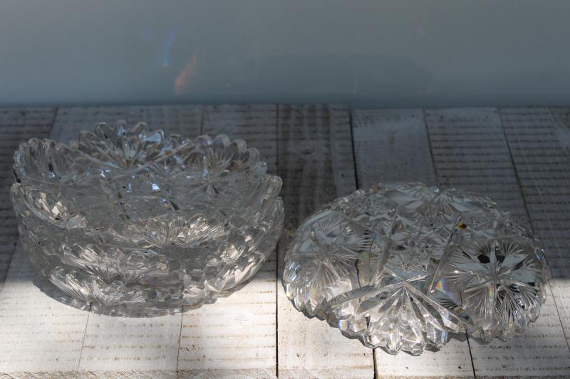 photo of star and fan American brilliant vintage cut crystal fruit bowls or berry dishes #5