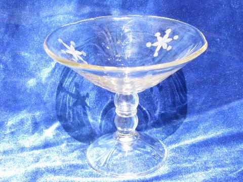 photo of star flower vintage wheel-cut elegant glass comport pedestal bowl #1