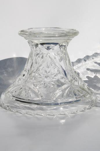 photo of star pattern prescut glass bowl & pedestal stand, vintage Anchor Hocking EAPC #4