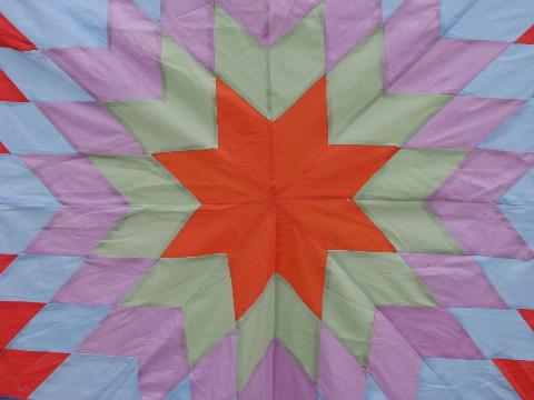 photo of star pattern vintage quilt top, pieced starburst design #2