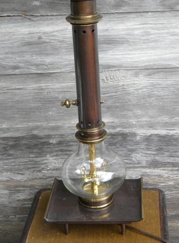 photo of steampunk vintage lighting tall brass and bronze table lamp w/glass globes #2